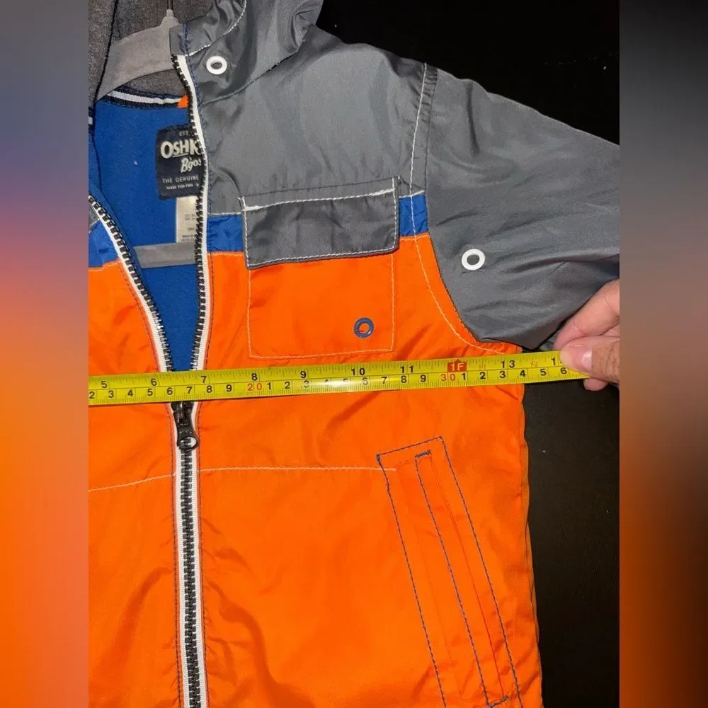 Oshkosh Toddler Orange Color block Hooded Coat Size 3 EUC